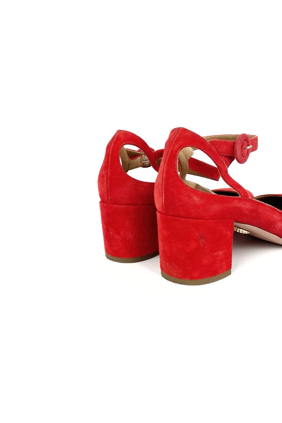 image 4 Замшевые туфли красного цвета на низком каблуке