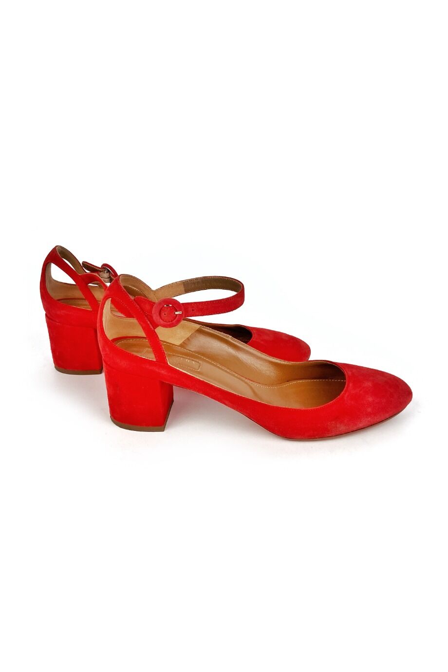 image 5 Замшевые туфли красного цвета на низком каблуке
