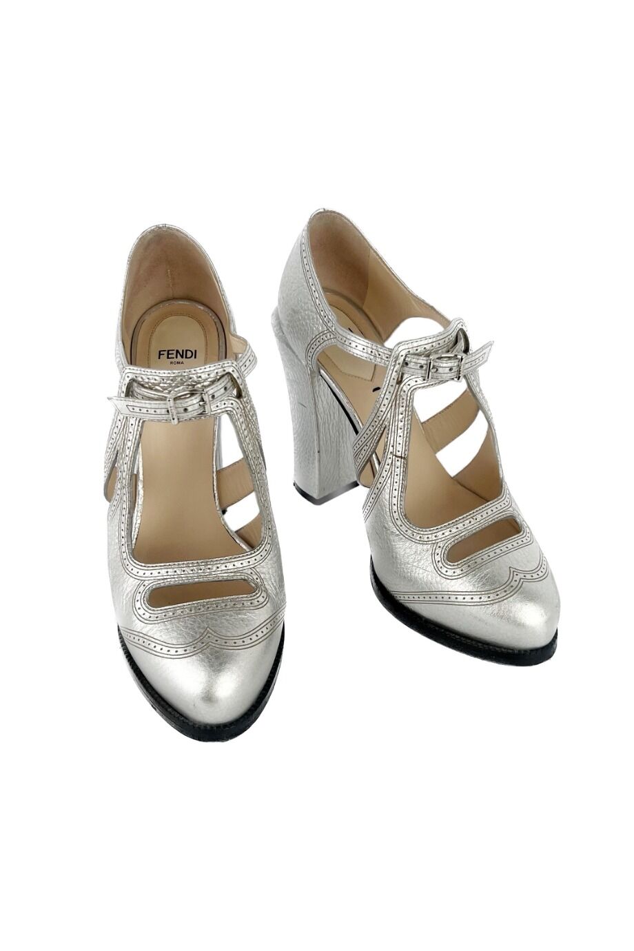 image 2 Туфли на устойчивом каблуке серебряного цвета