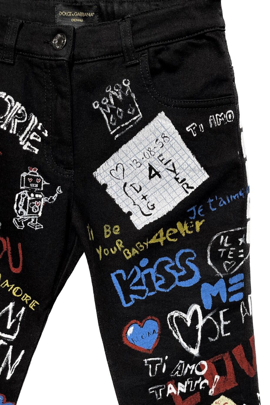 image 2 Детские джинсы черного цвета с цветными надписями