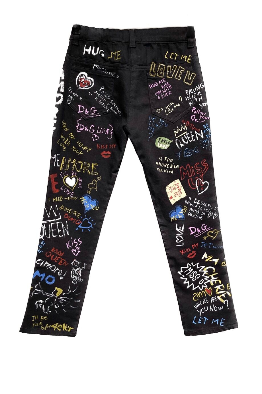 image 3 Детские джинсы черного цвета с цветными надписями