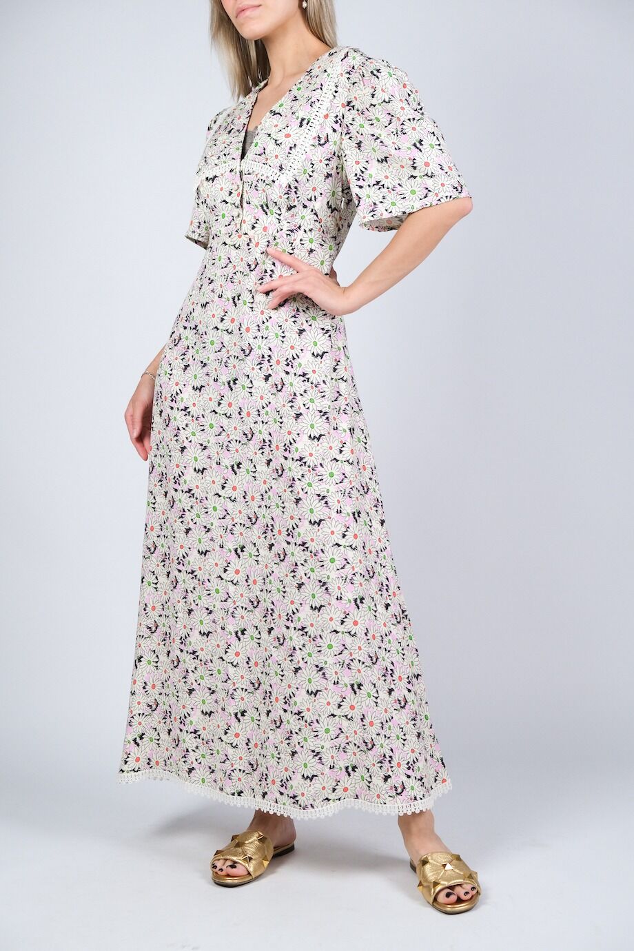 image 4 Платье с коротким рукавом с цветочным принтом