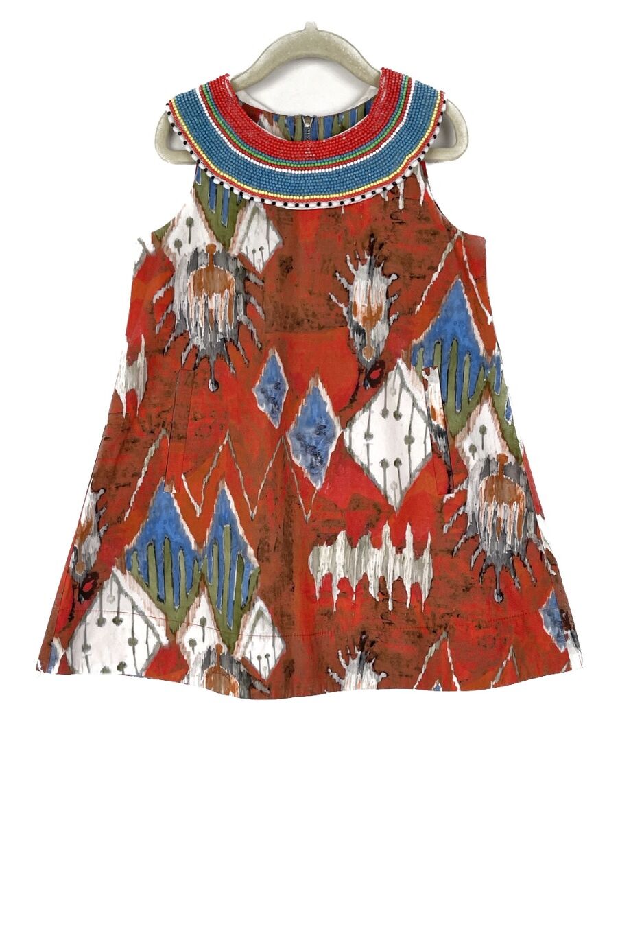 image 1 Детское платье с орнаментом и съемным воротником из бисера