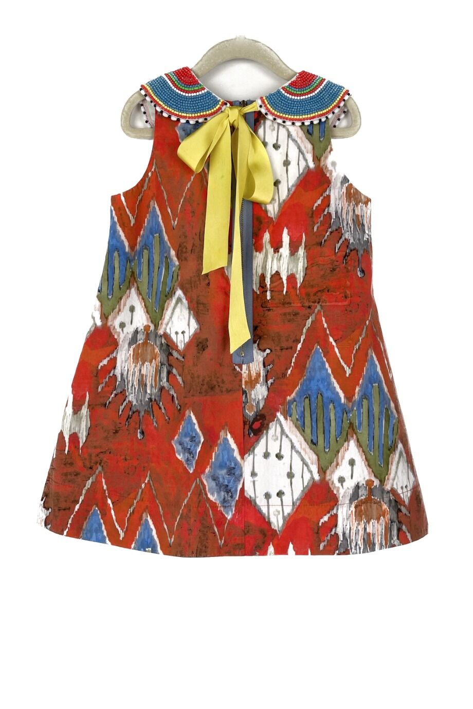 image 2 Детское платье с орнаментом и съемным воротником из бисера