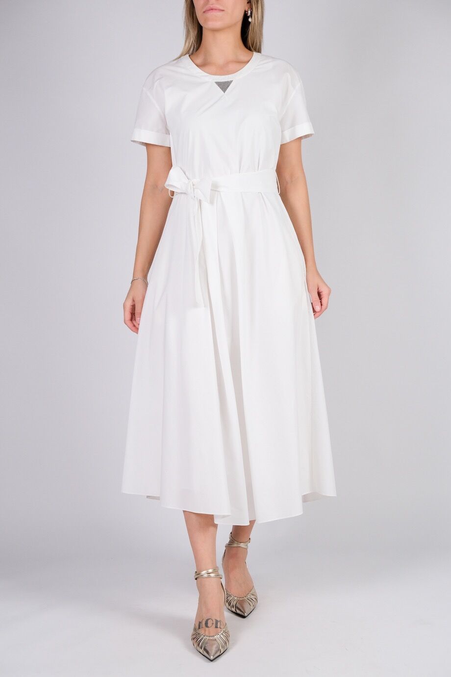 image 1 Хлопковое платье белого цвета с поясом