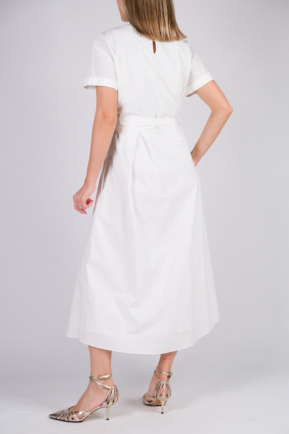 image 3 Хлопковое платье белого цвета с поясом