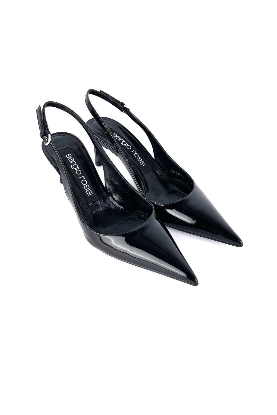 image 1 Лаковые туфли лодочки черного цвета с открытой пяткой