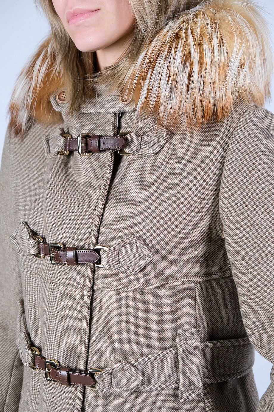 image 4 Пальто с капюшоном и меховой отделкой из лисы