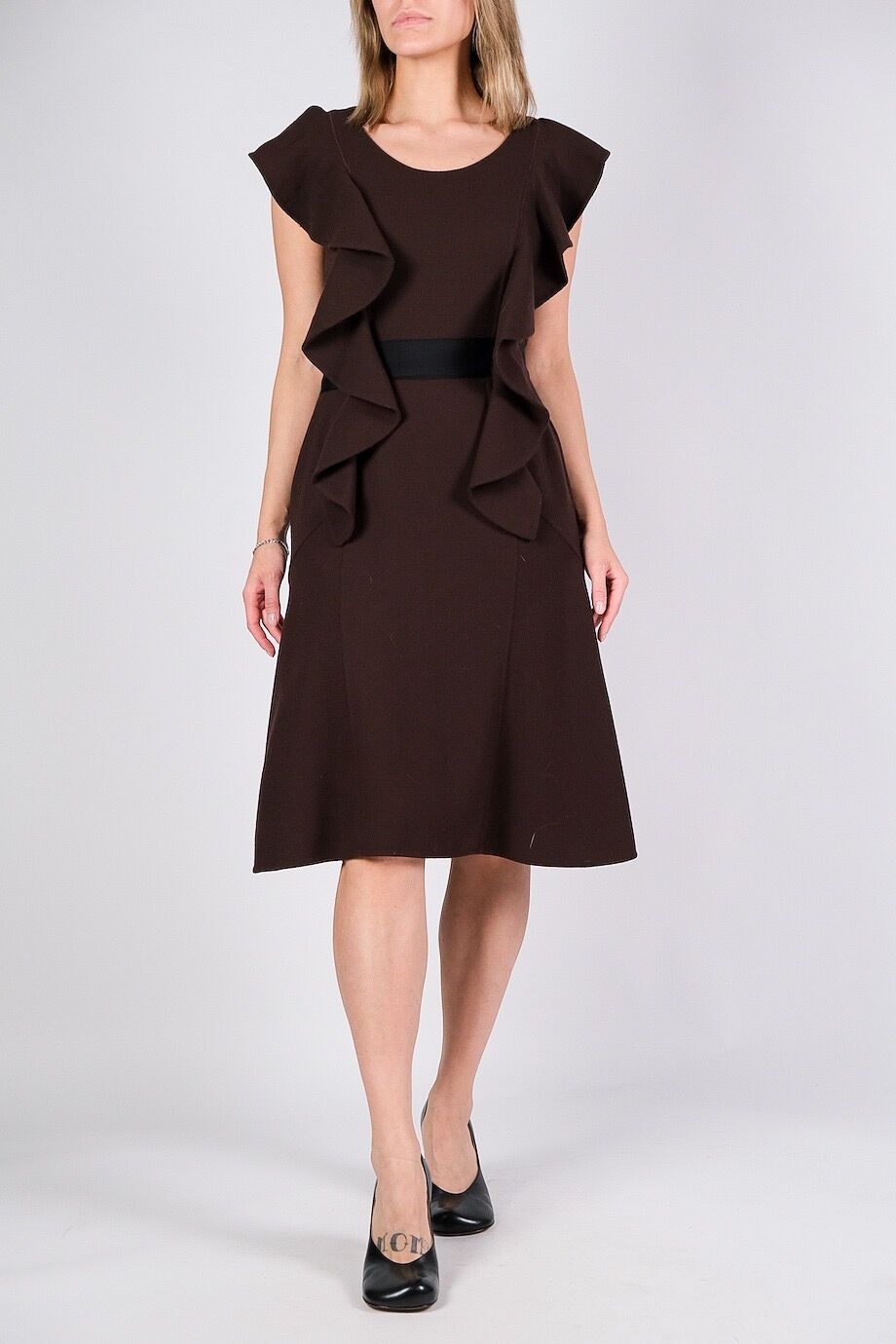 image 1 Платье коричневого цвета с воланами из шерсти