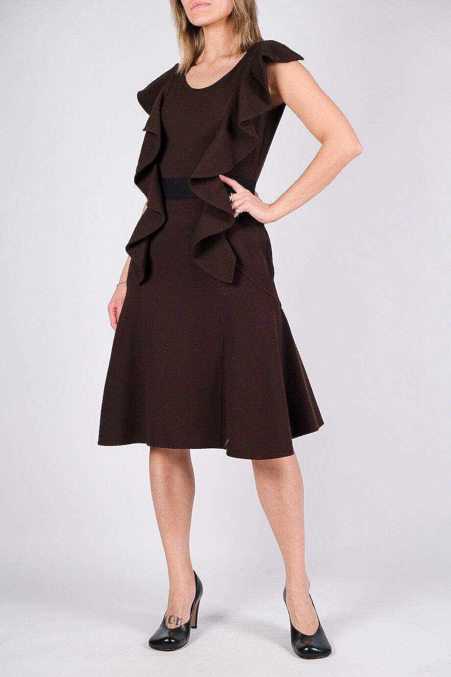 image 2 Платье коричневого цвета с воланами из шерсти