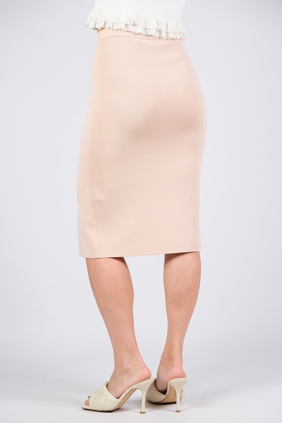 image 4 Трикотажная юбка бледно-розового цвета с разрезом спереди