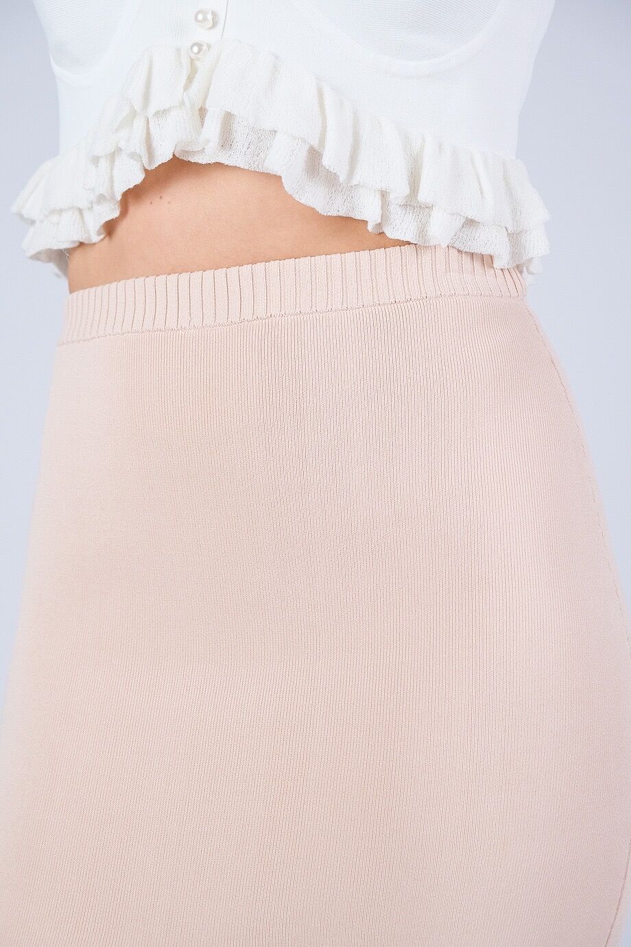 image 5 Трикотажная юбка бледно-розового цвета с разрезом спереди