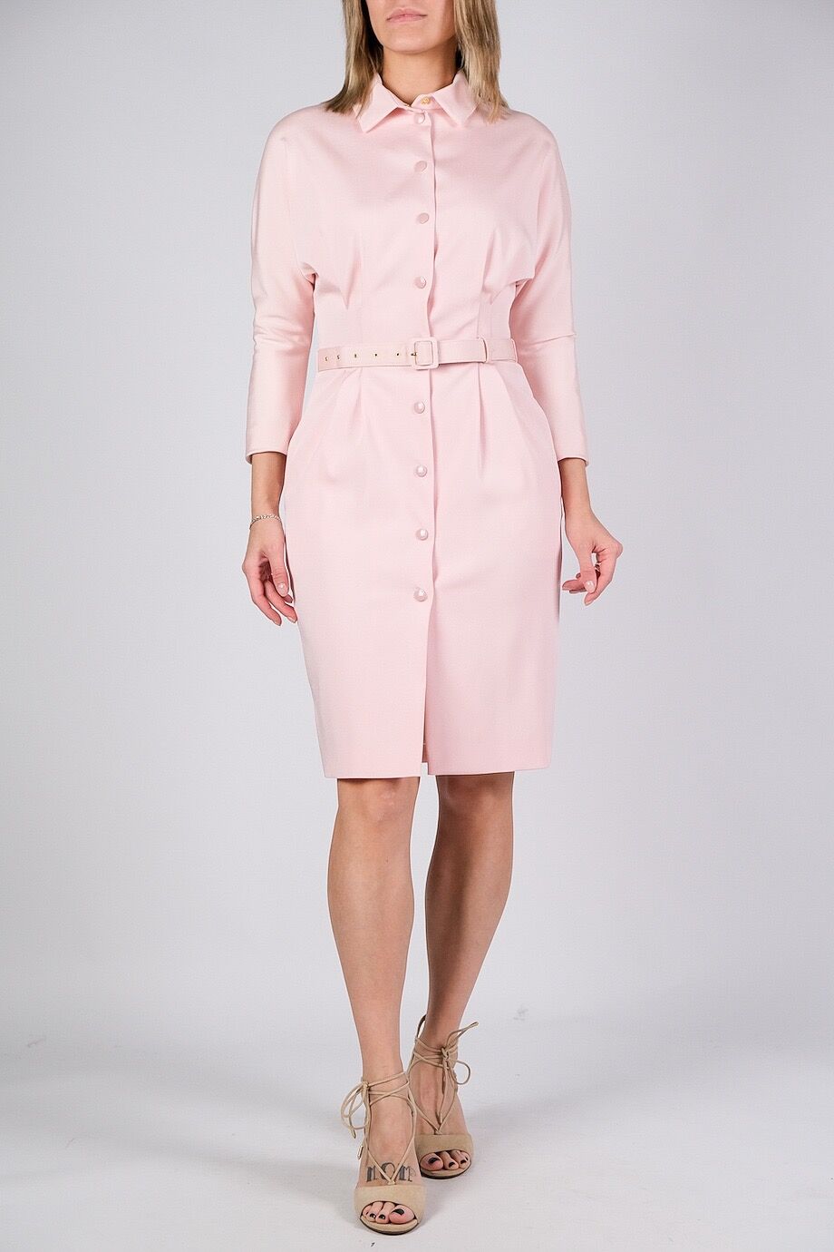 image 1 Платье на кнопках розового цвета с поясом