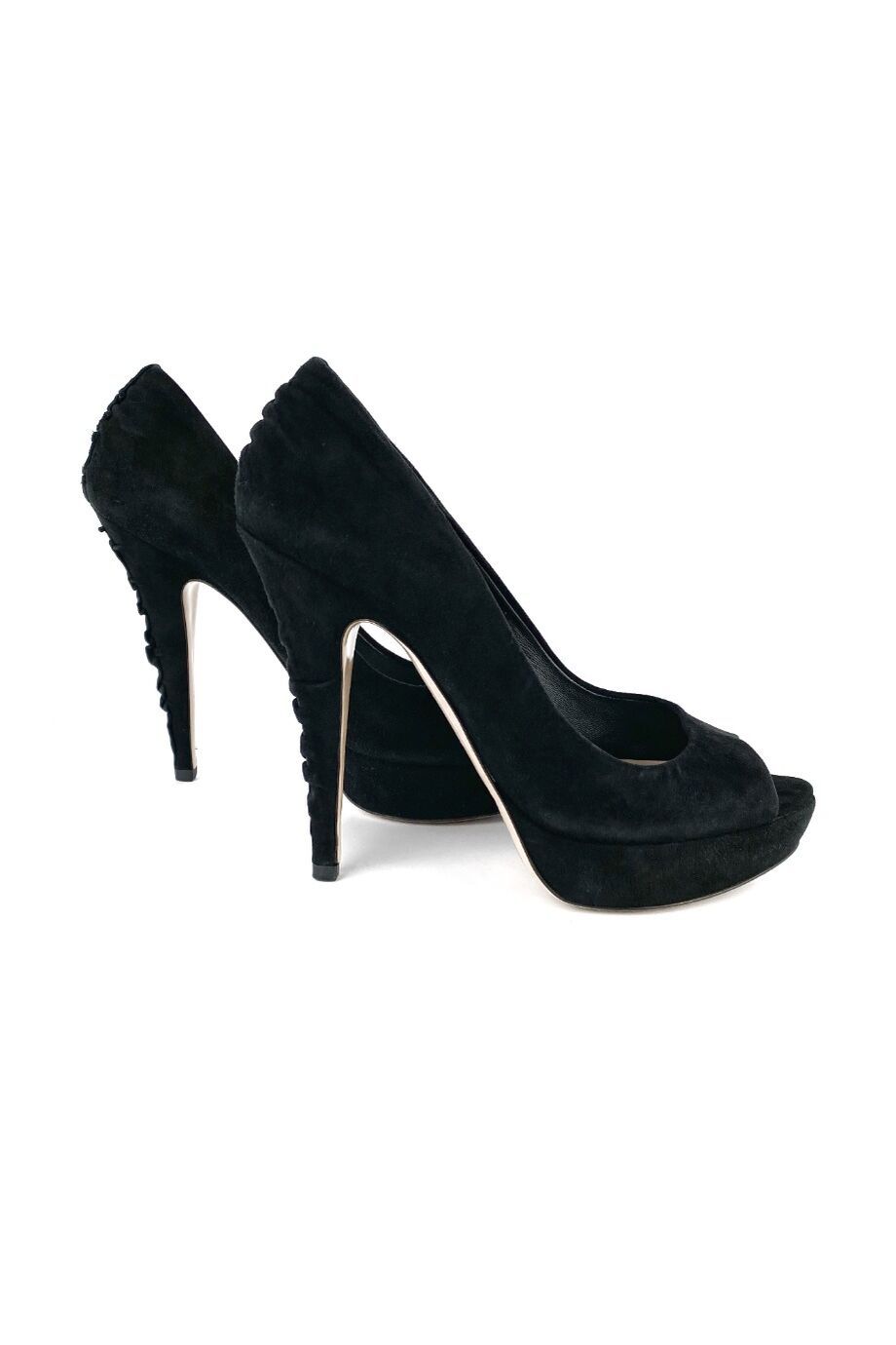 image 5 Замшевые туфли черного цвета с открытым носиком