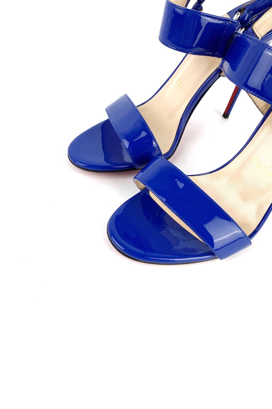 image 3 Лаковые босоножки на каблуке синего цвета