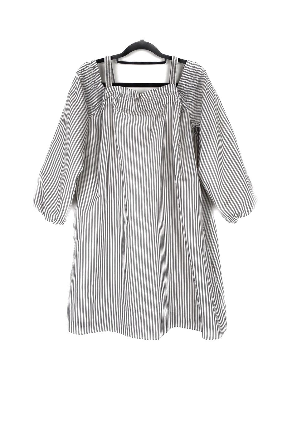 image 1 Детское платье с открытыми плечами в полоску серого цвета
