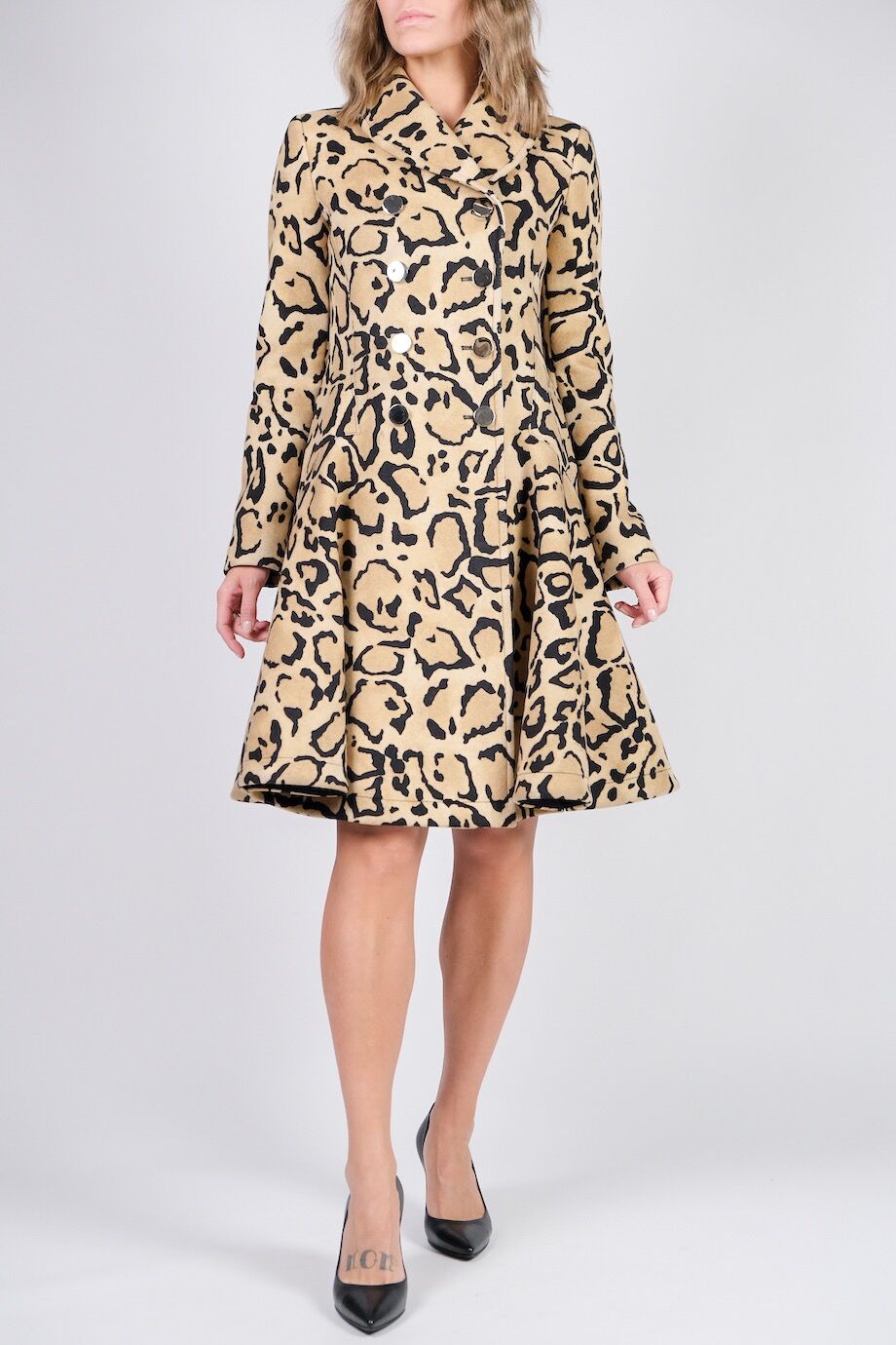 image 1 Двубортное пальто из шерсти с леопардовой расцветкой
