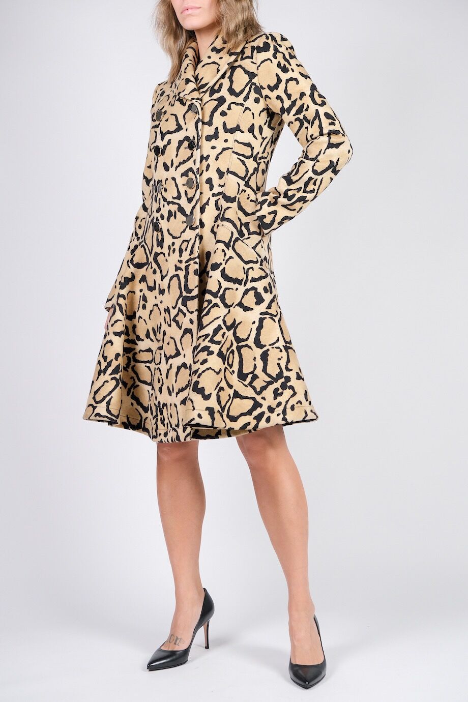 image 2 Двубортное пальто из шерсти с леопардовой расцветкой