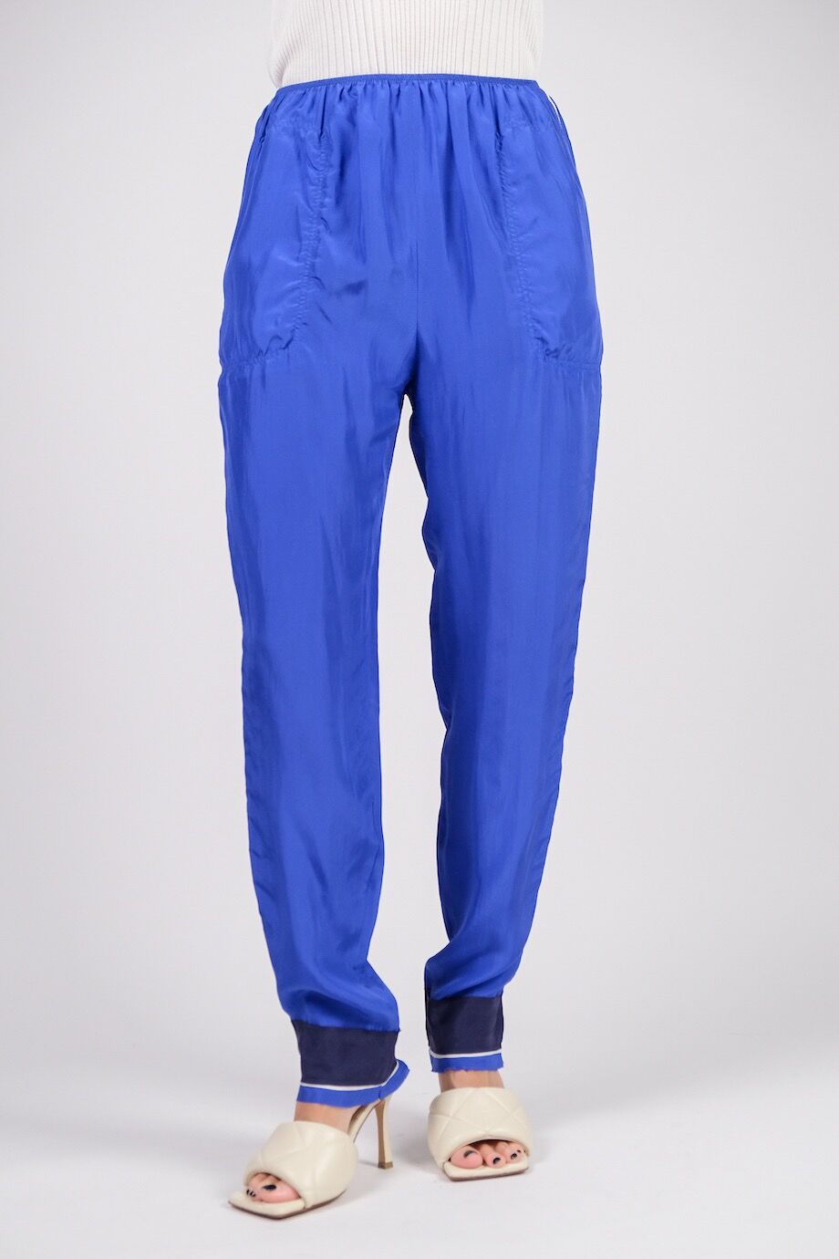 image 2 Шёлковые брюки синего цвета на резинке