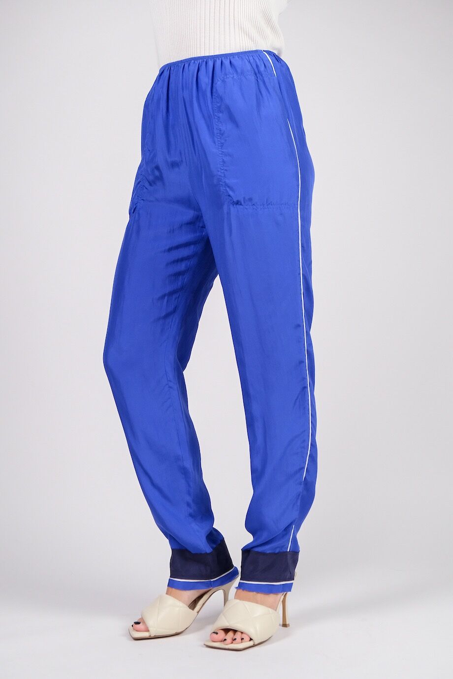 image 3 Шёлковые брюки синего цвета на резинке