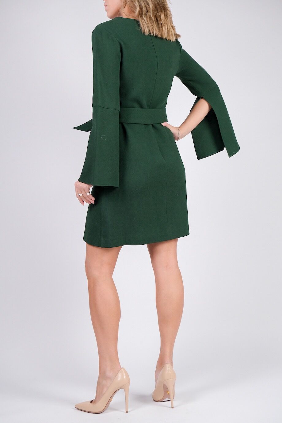 image 3 Платье с длинным рукавом темно-зеленого цвета