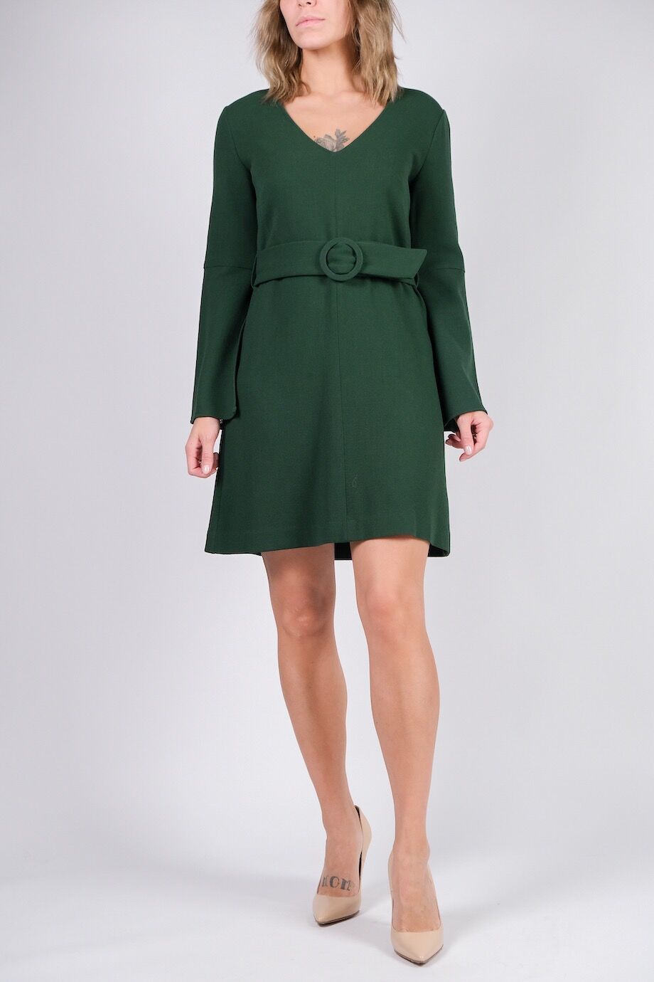 image 1 Платье с длинным рукавом темно-зеленого цвета