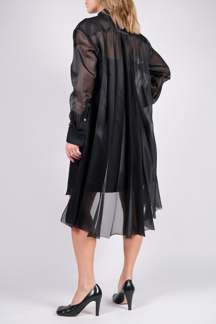 image 3 Платье-рубашка из органзы черного цвета