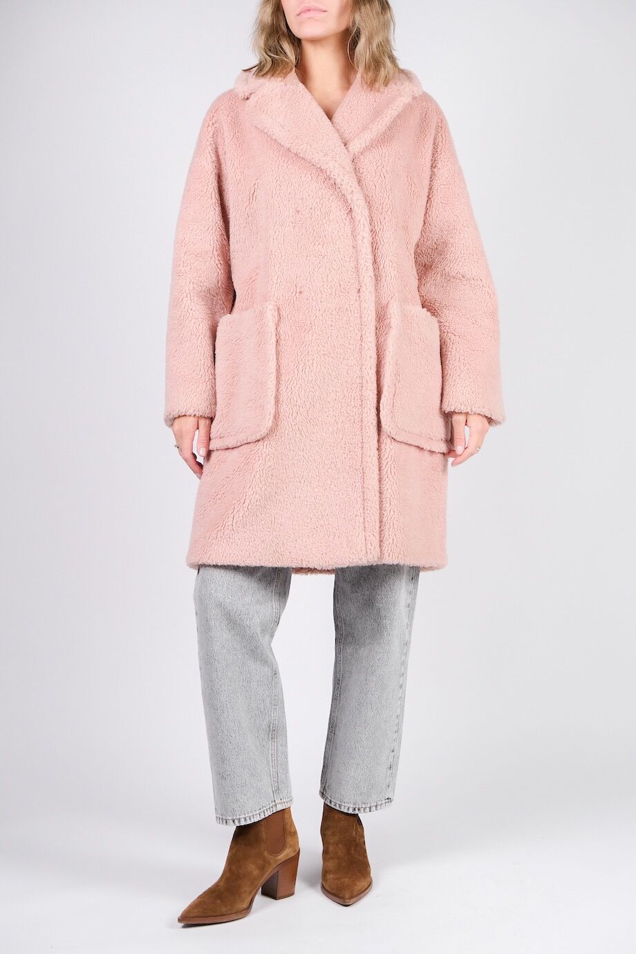 image 1 Пальто с накладными карманами пудрового цвета