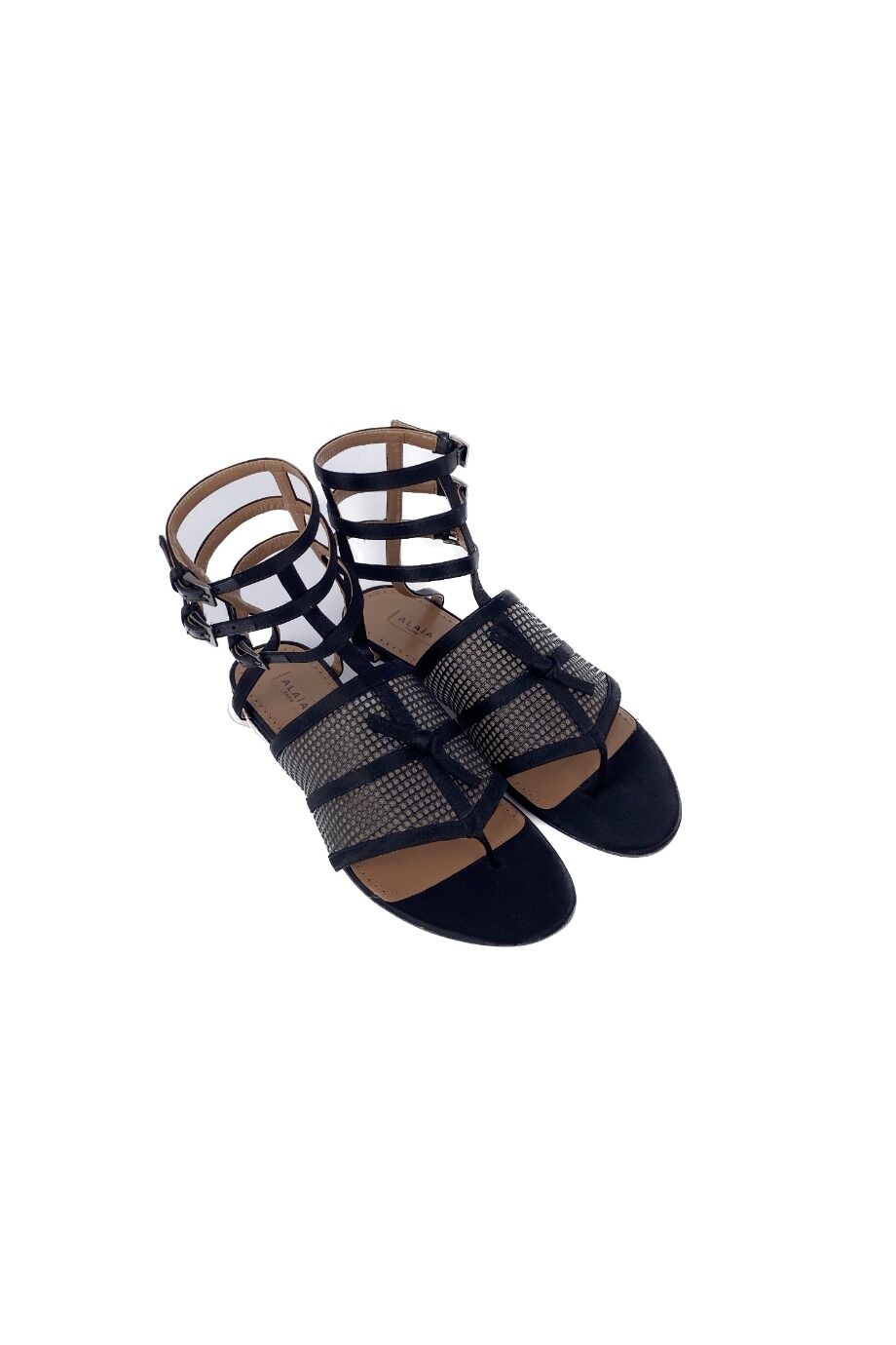image 1 Атласные сандалии черного цвета с ремешками