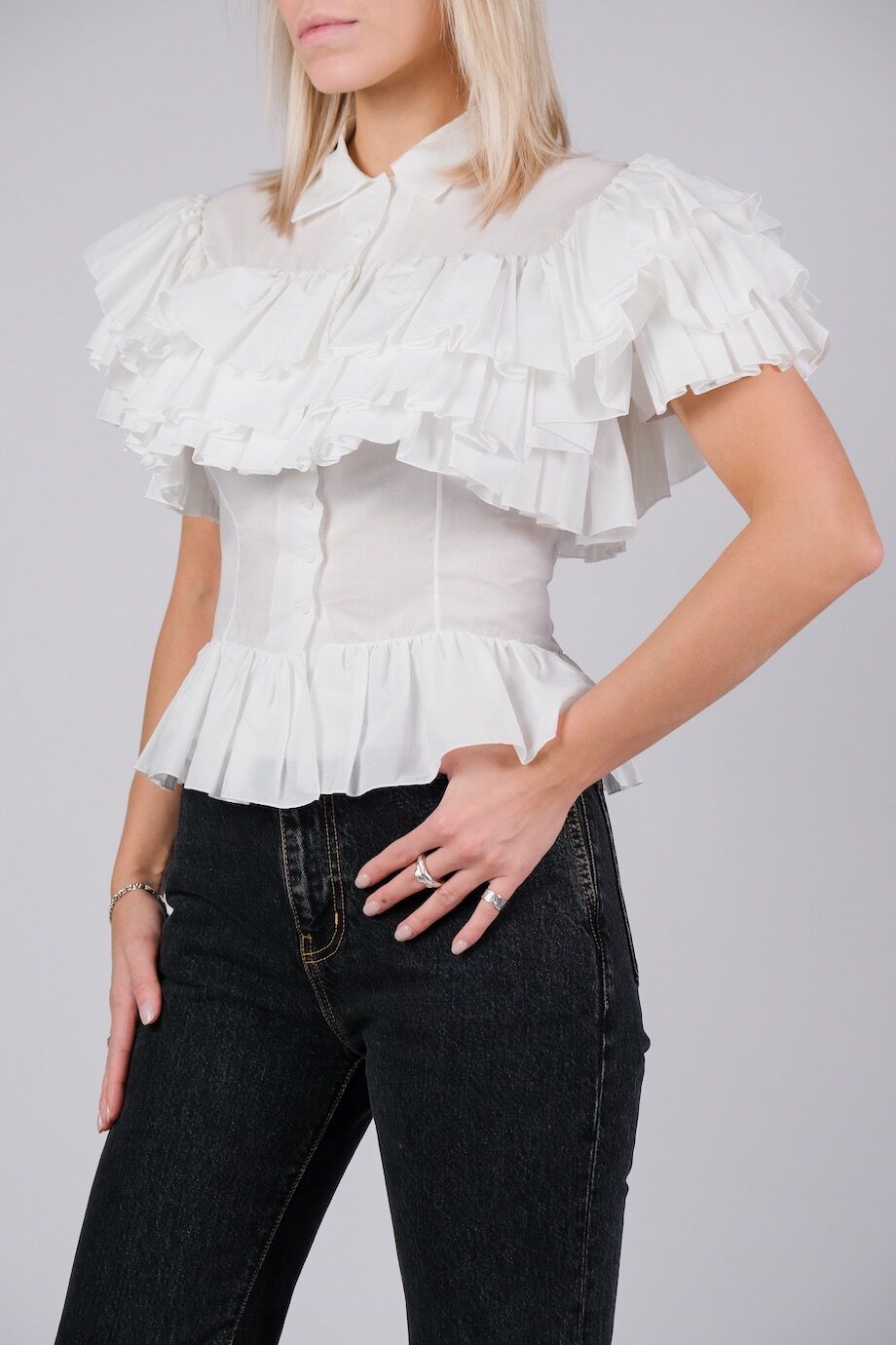 image 2 Блуза с рюшами белого цвета