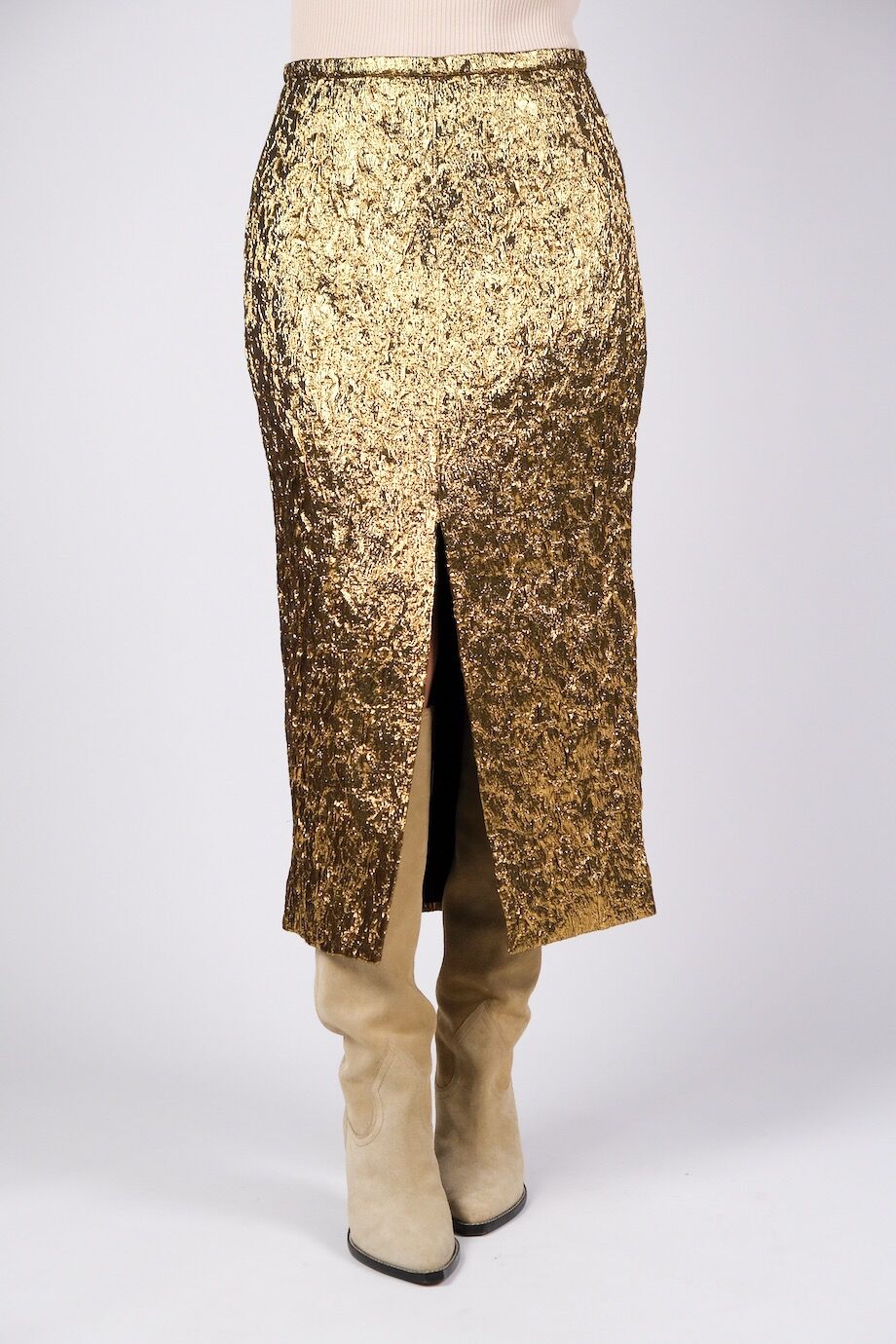image 2 Жаккардовая юбка миди золотого цвета