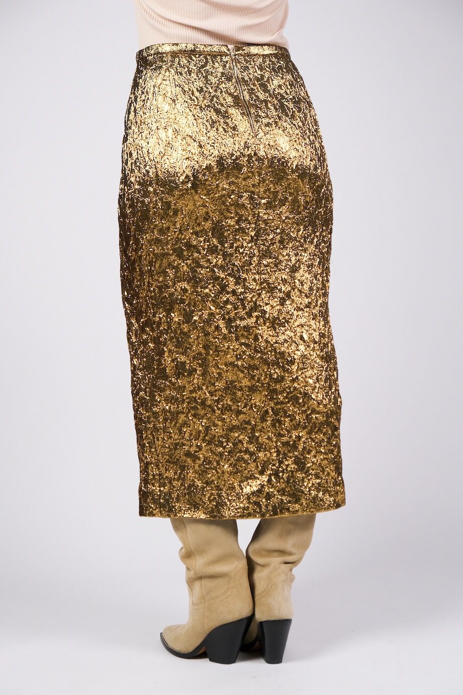 image 4 Жаккардовая юбка миди золотого цвета