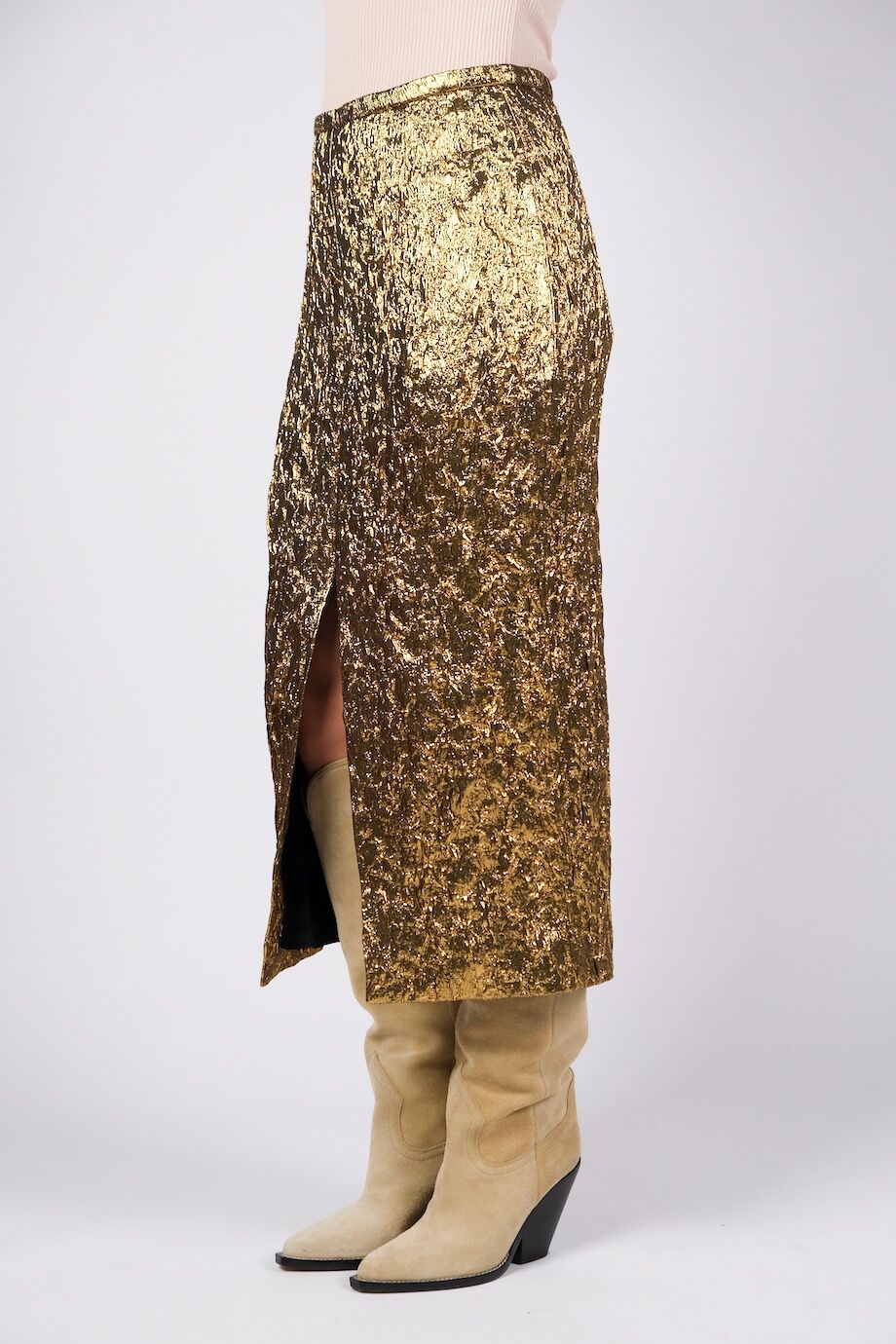image 3 Жаккардовая юбка миди золотого цвета