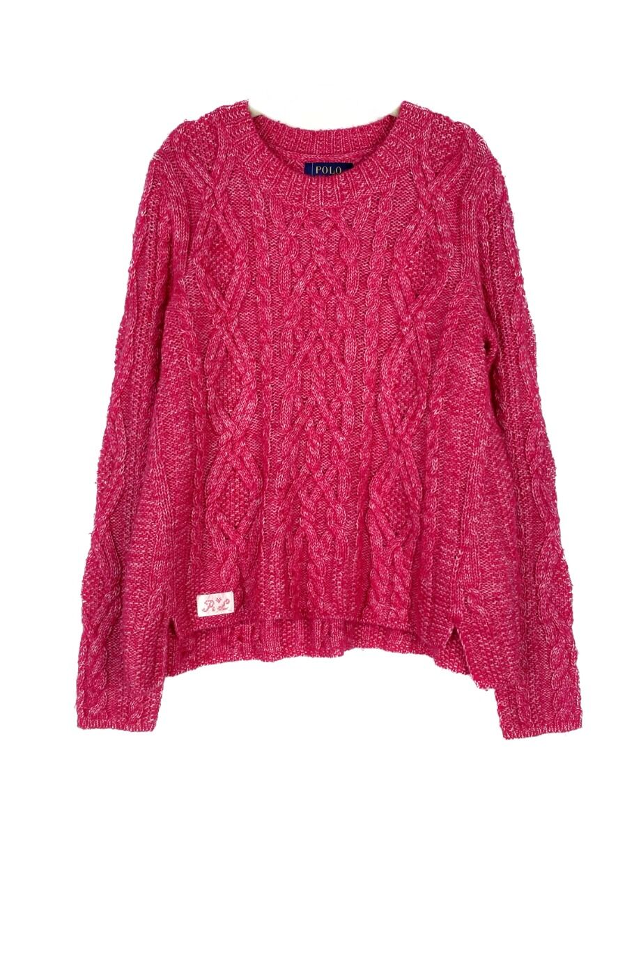 image 1 Детский свитер с косичками ярко-розового цвета