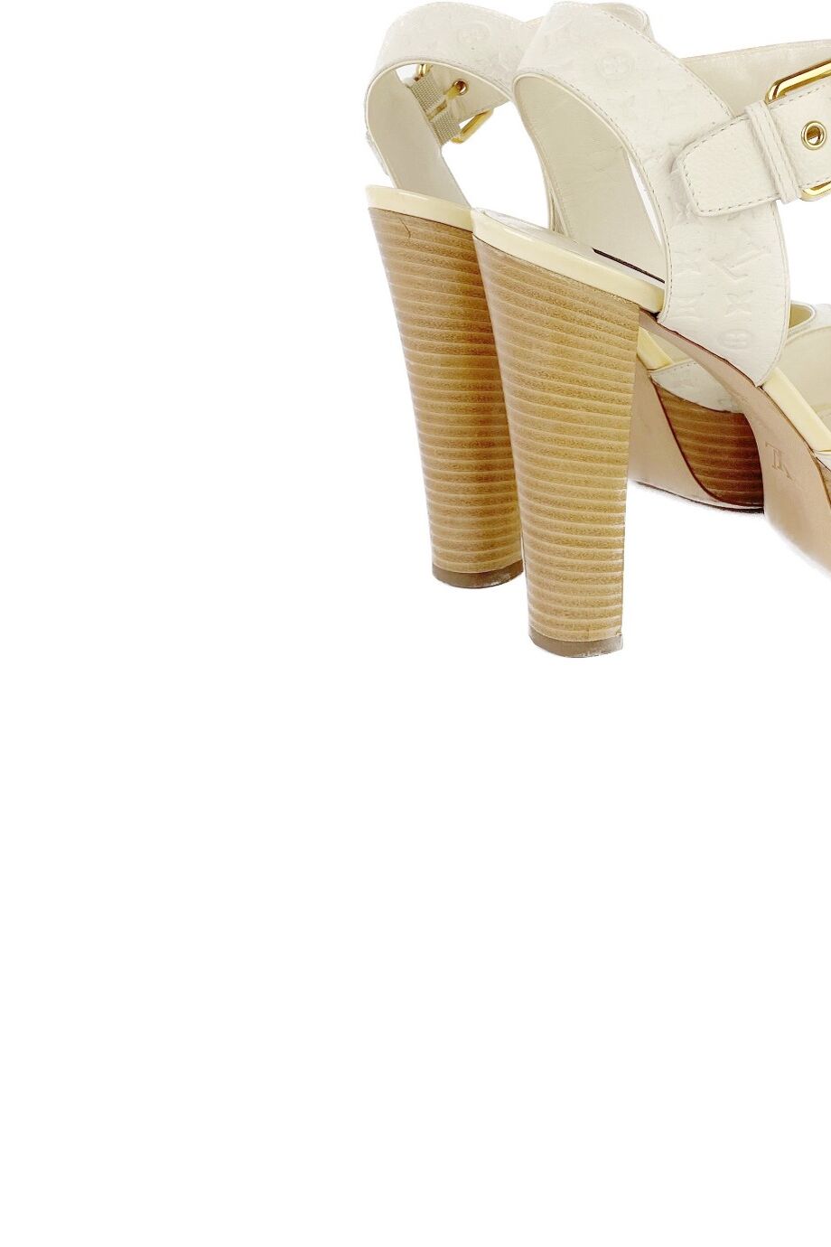 image 4 Босоножки молочного цвета на деревянном каблуке