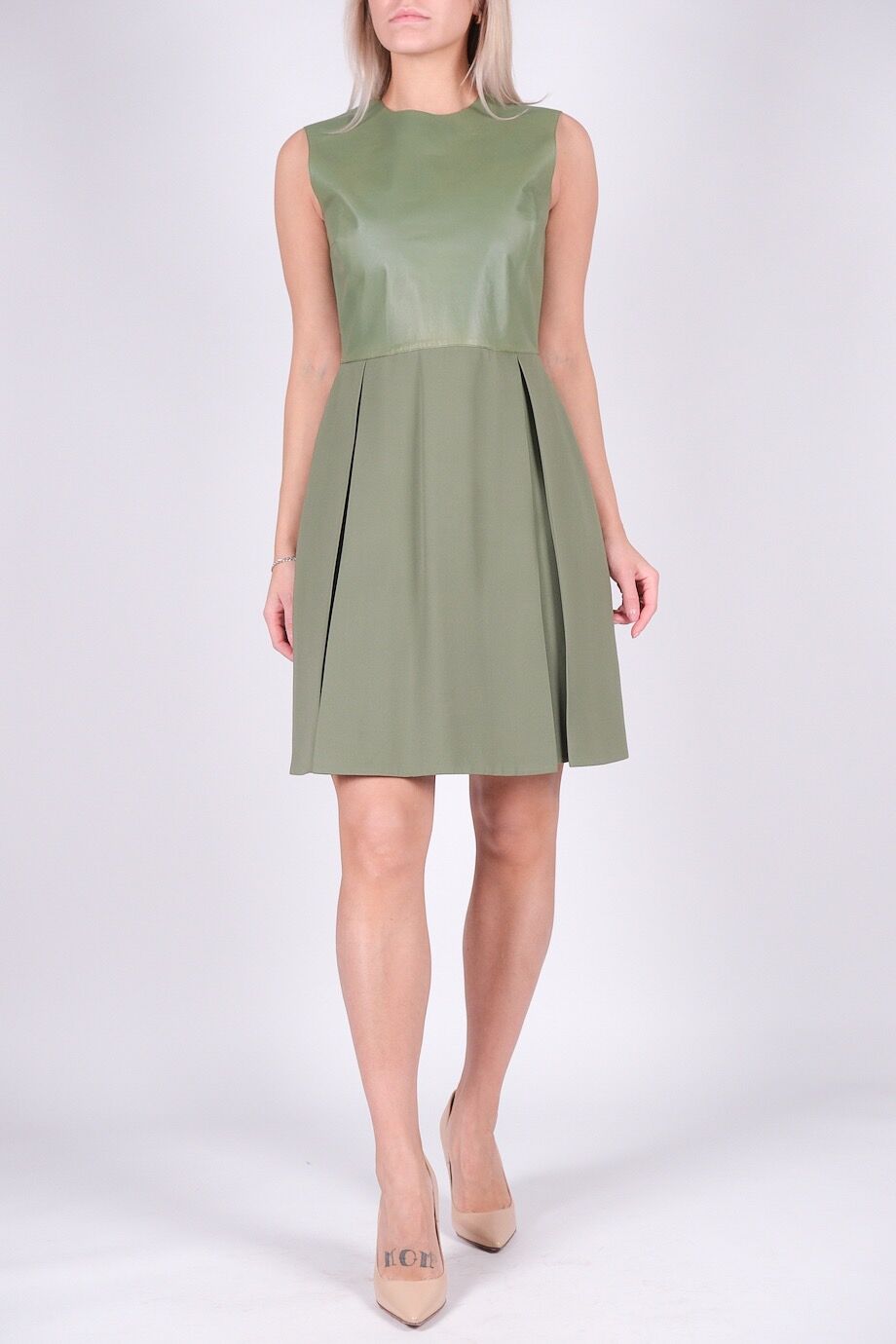 image 1 Комбинированное платье оливкового цвета