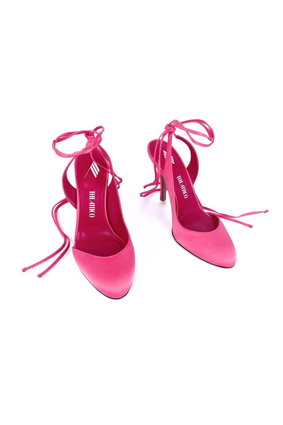 image 2 Туфли из сатина ярко-розового цвета на завязках