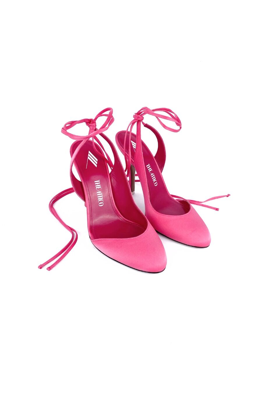 image 1 Туфли из сатина ярко-розового цвета на завязках