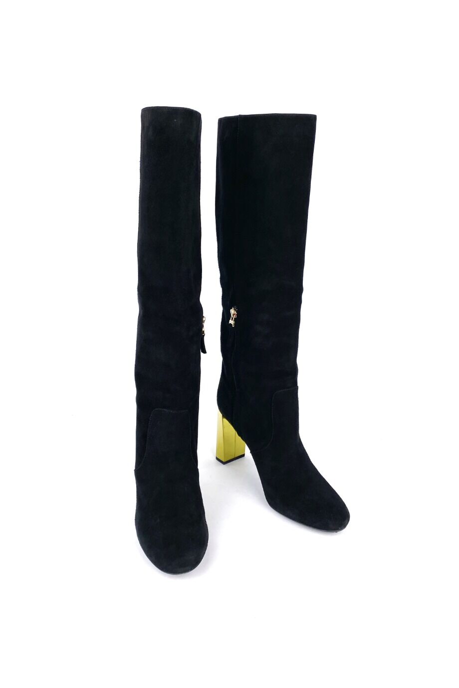 image 2 Замшевые сапоги черного цвета на металлическом каблуке