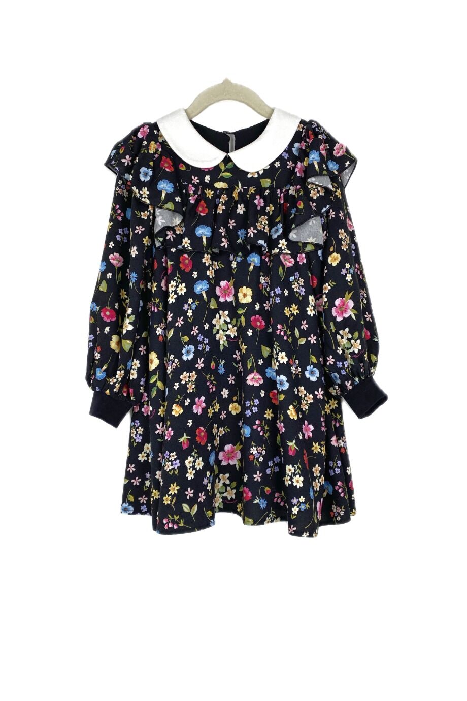 image 1 Детское платье черного цвета в мелкий цветочек