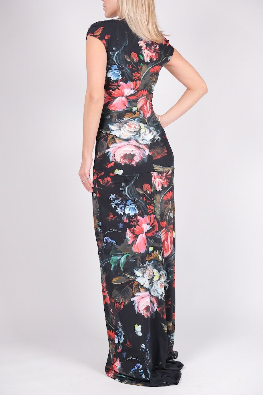 image 3 Платье в пол чёрного цвета с цветочным принтом