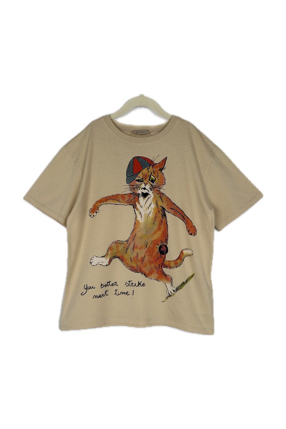 image 1 Детская футболка бежевого цвета с котом