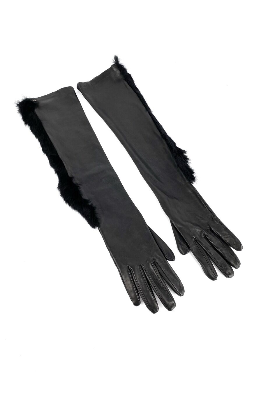 image 1 Кожаные высокие перчатки с меховой отделкой