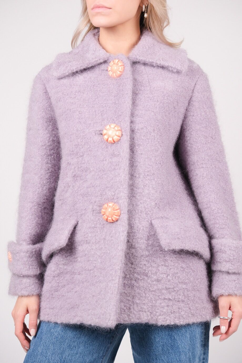image 5 Пальто с меховым воротником лилового цвета
