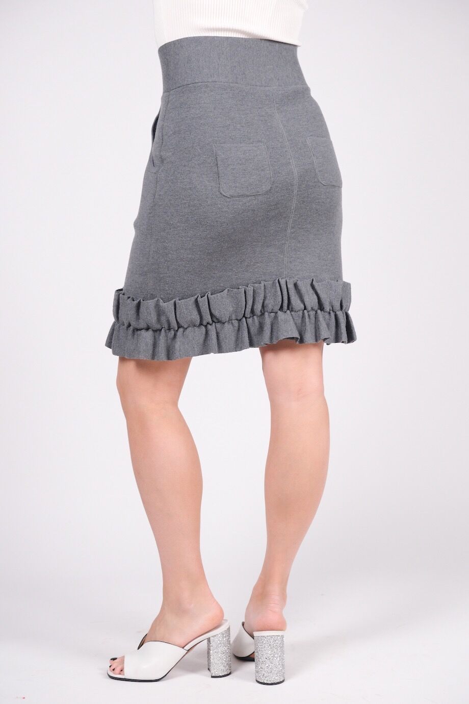 image 4 Трикотажная юбка мини серого цвета