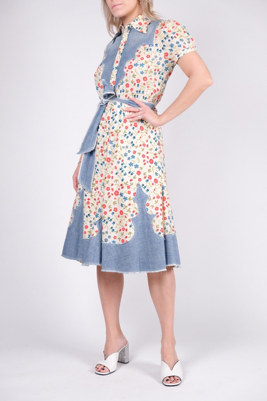 image 2 Комбинированное платье с цветочным принтом