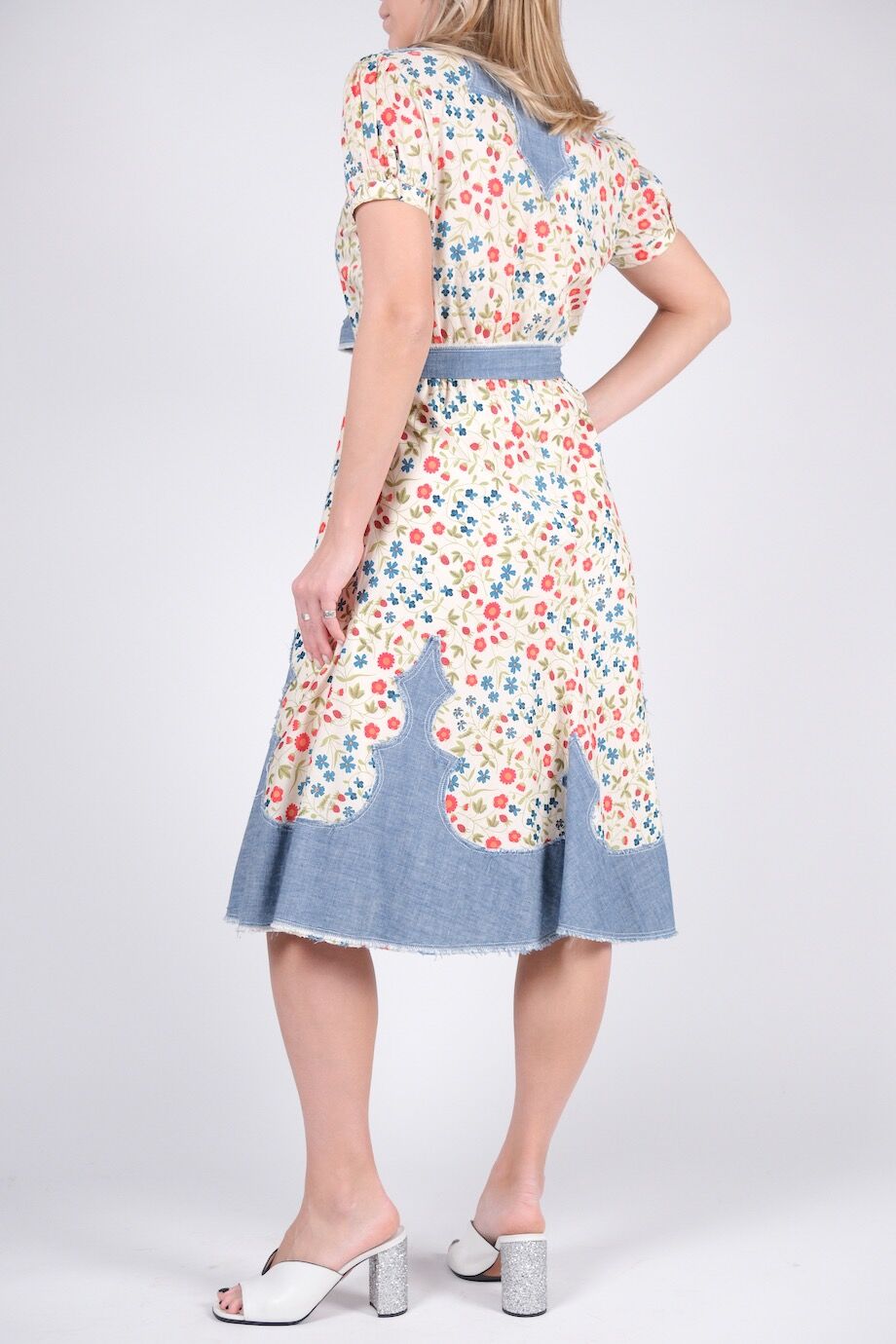image 3 Комбинированное платье с цветочным принтом