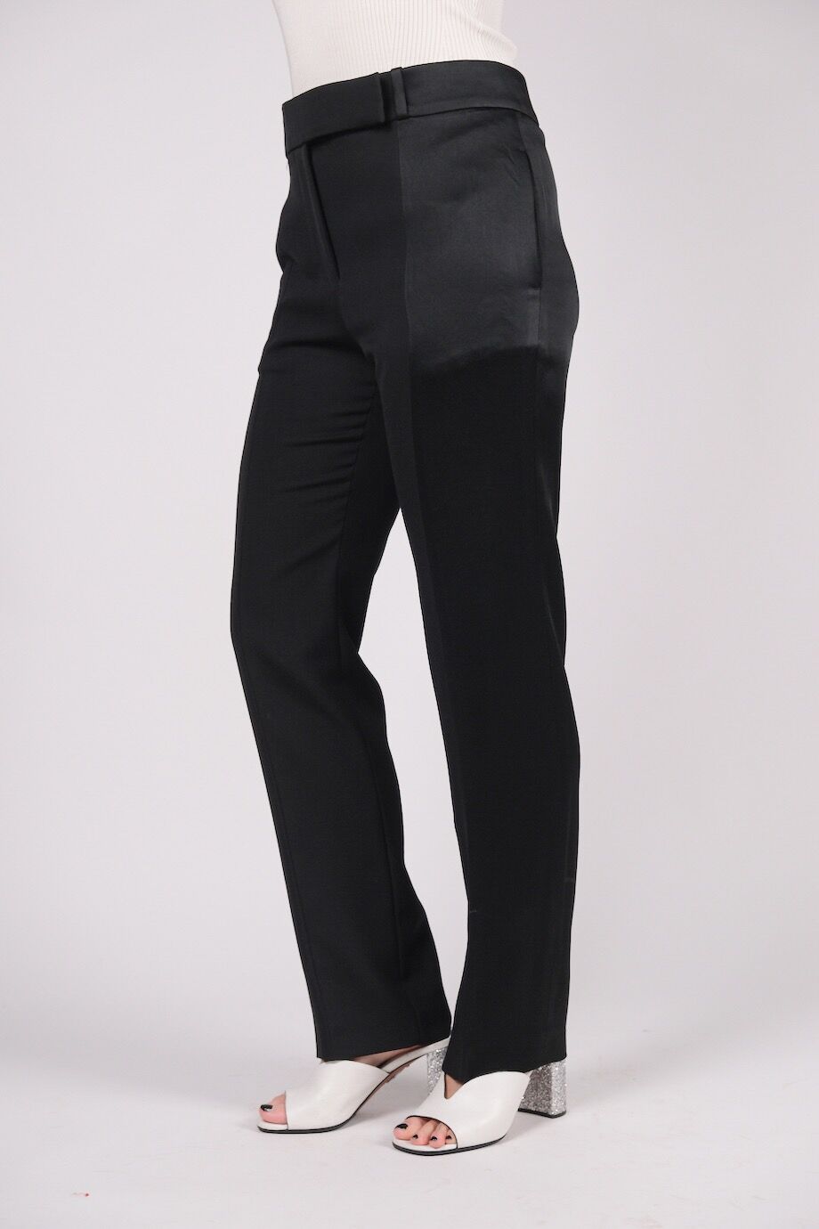 image 3 Комбинированные брюки черного цвета прямого кроя
