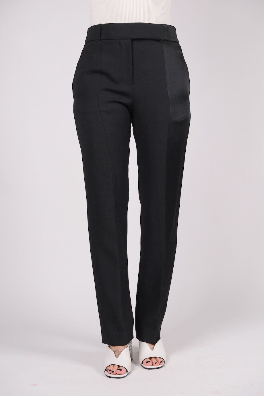 image 2 Комбинированные брюки черного цвета прямого кроя