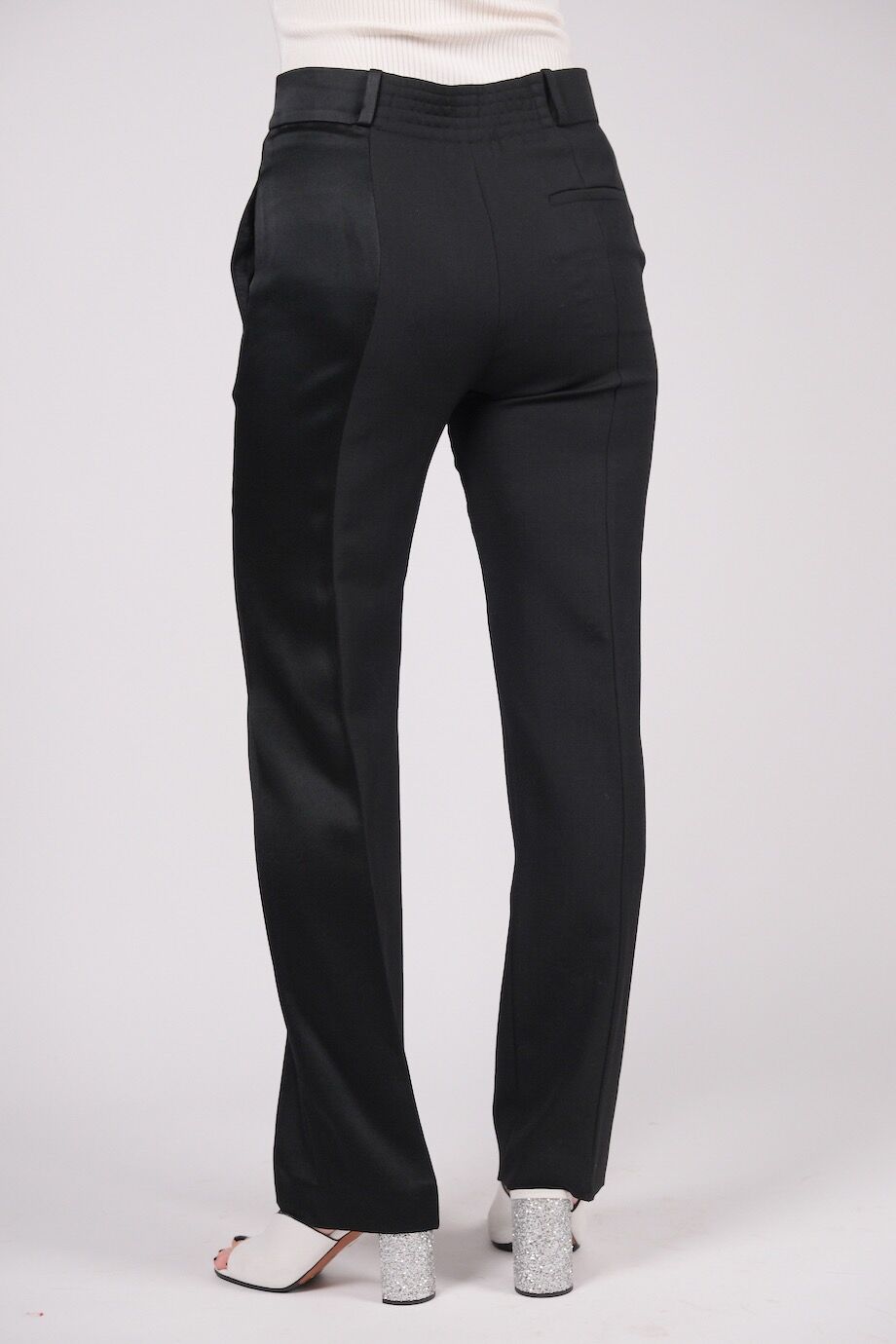 image 4 Комбинированные брюки черного цвета прямого кроя